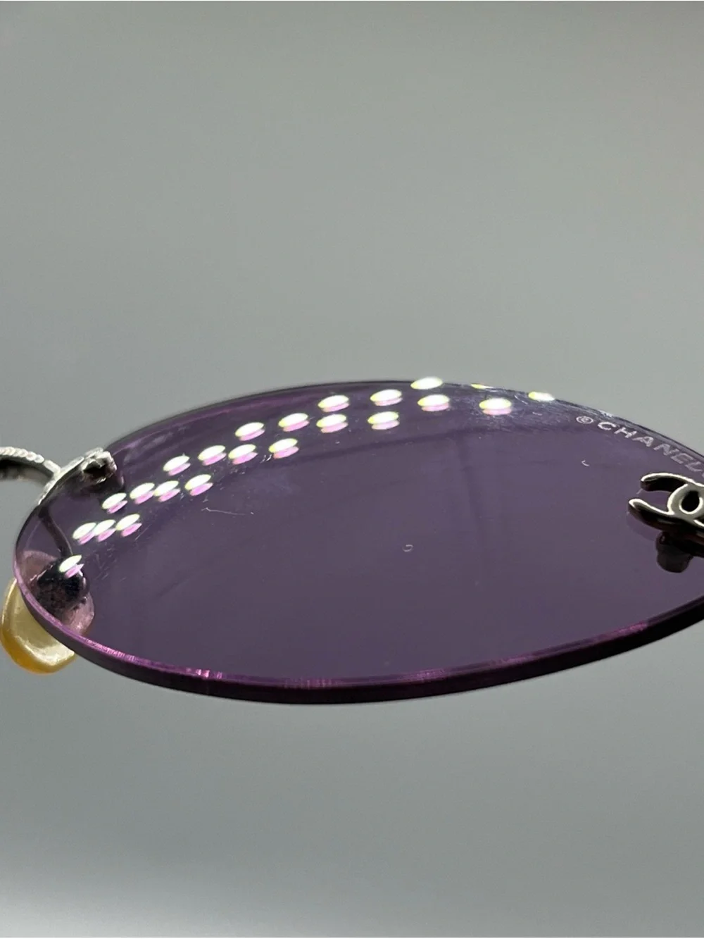 CHANEL Purple Rimless Sunglasses with Silver Bridge